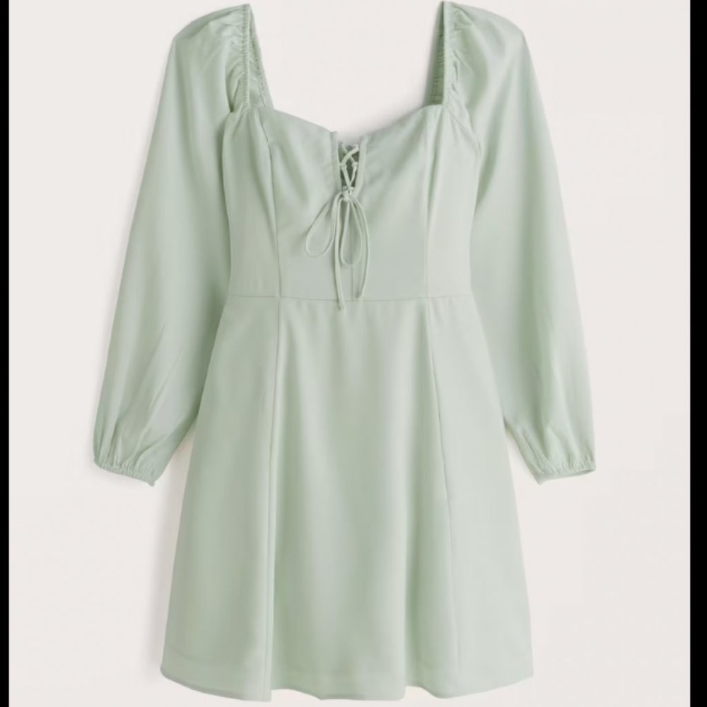 Abercrombie Long-Sleeve Lace-Up Flirty Mini Dress